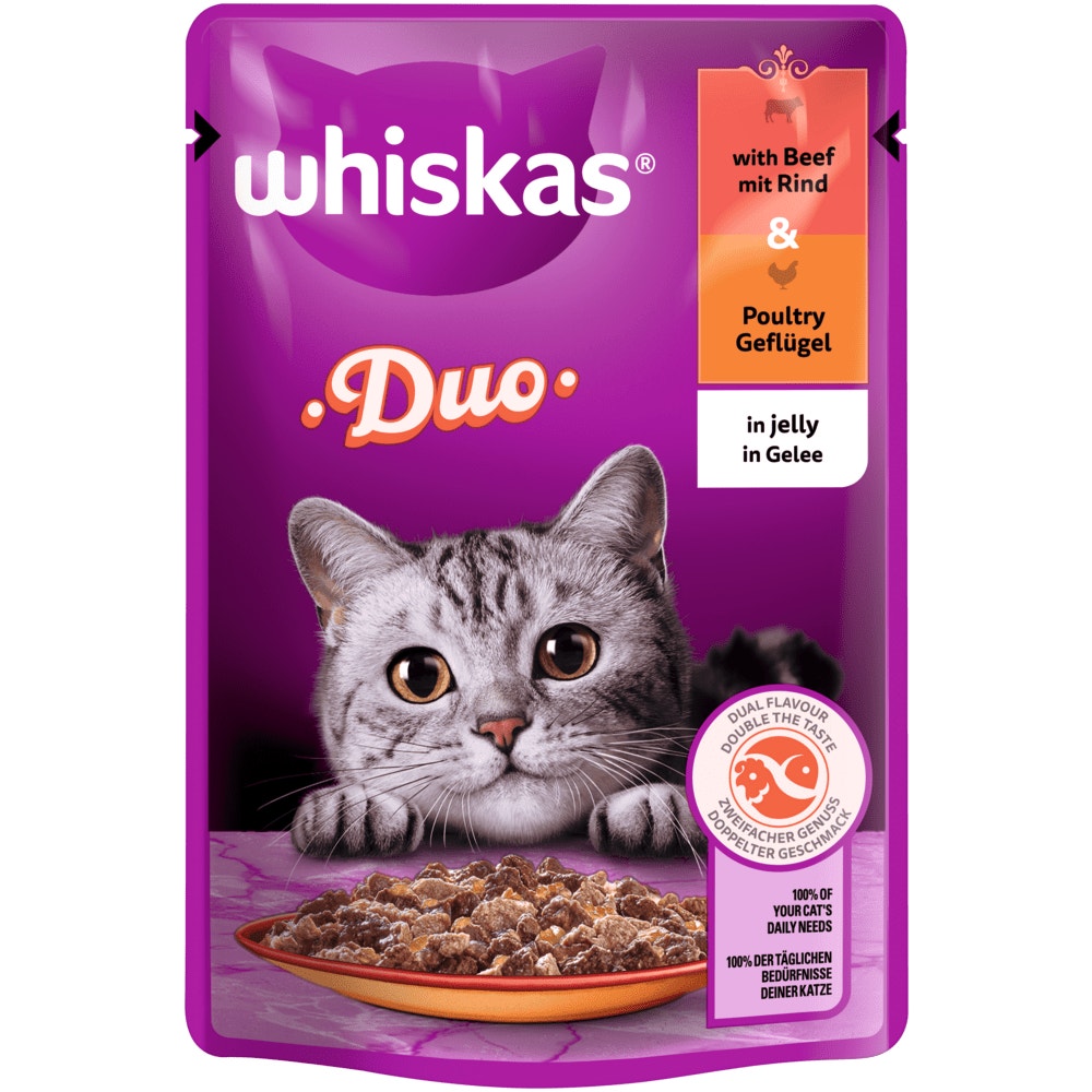 WHISKAS® Duo Rind & Geflügel in Gelee, 85g - 1
