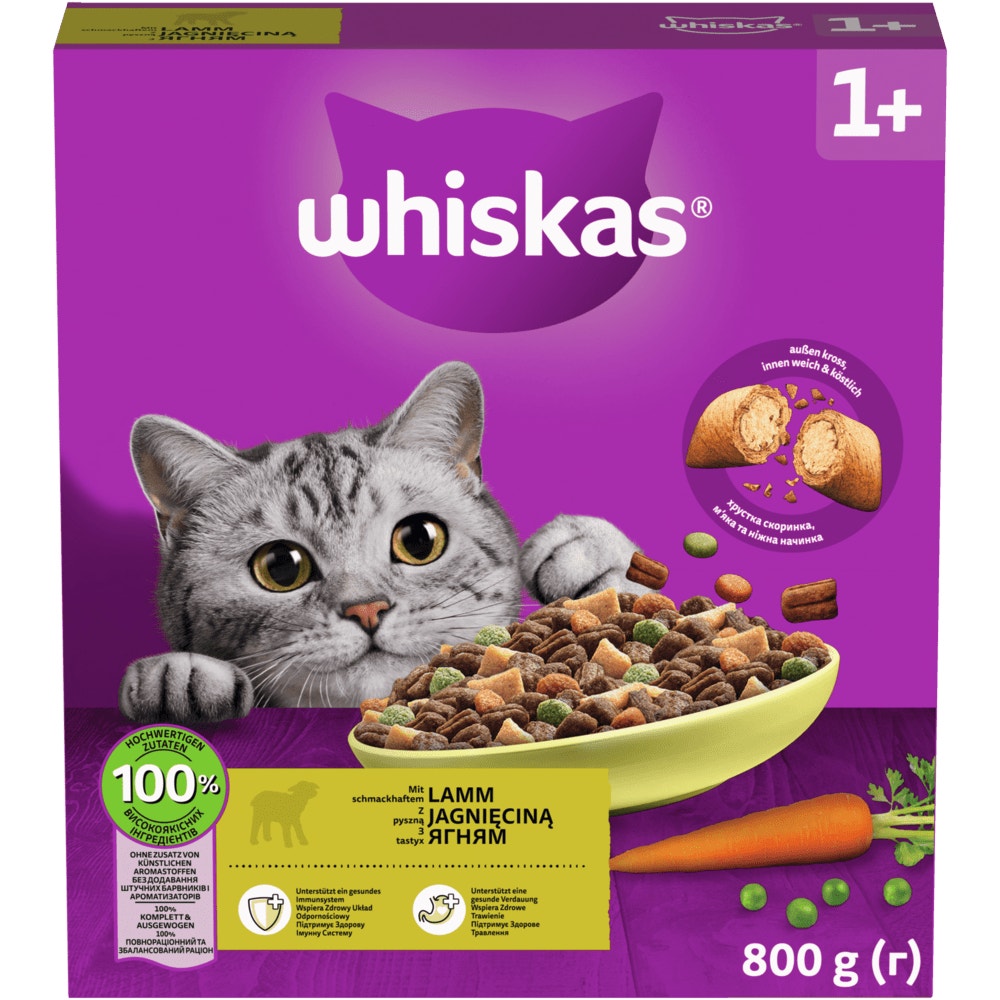 WHISKAS® 1+ Lamm, Trockenfutter, 800g - 1