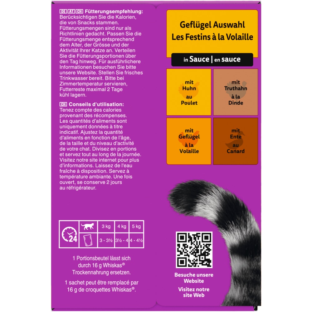 WHISKAS® 1+ Geflügel Auswahl in Sauce, 12 & 24 x 85g - 2