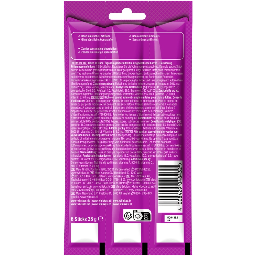 WHISKAS® STICKS Huhn, 6 x 6g - 2