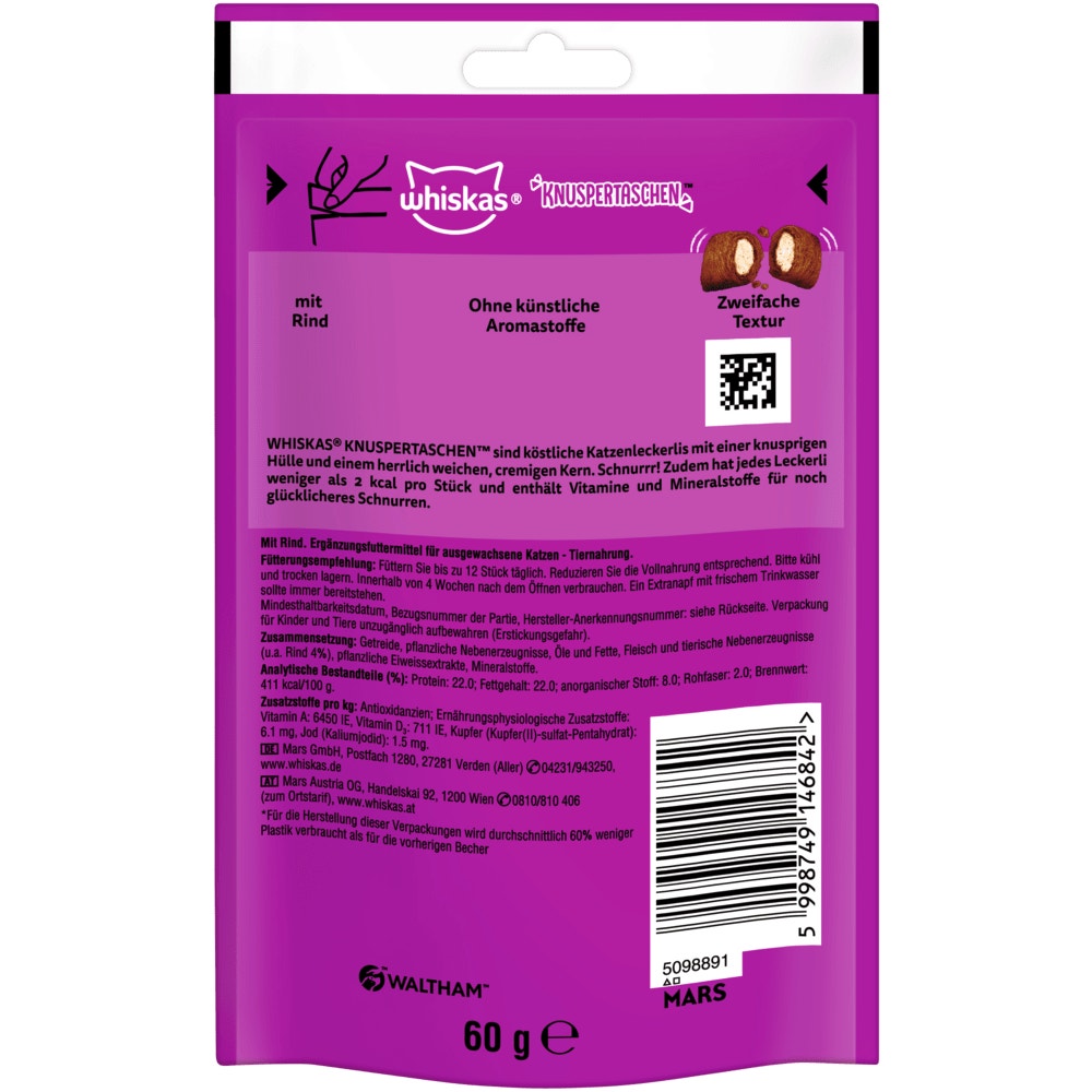 WHISKAS® KNUSPERTASCHEN™ Rind, 60g - 2
