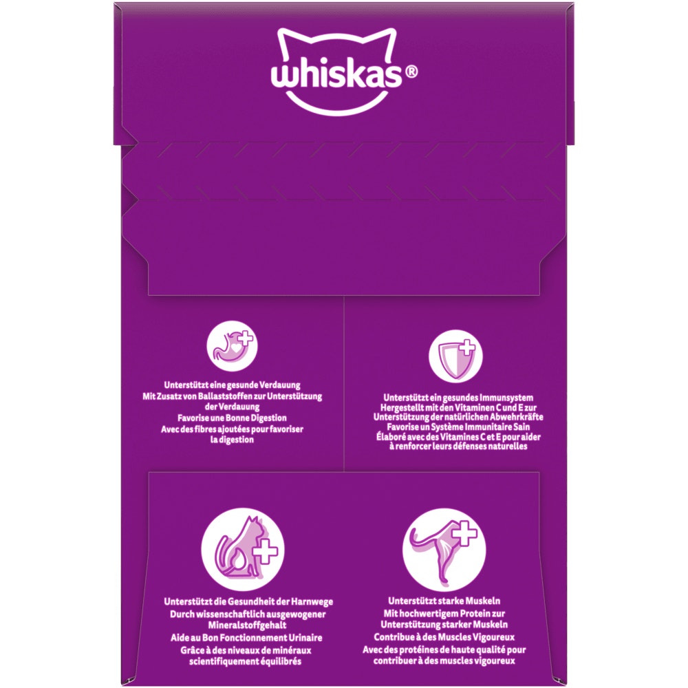 WHISKAS® 7+ Gemischte Auswahl 4 Varietäten in Sauce, Multipack 12 x 85g - 3