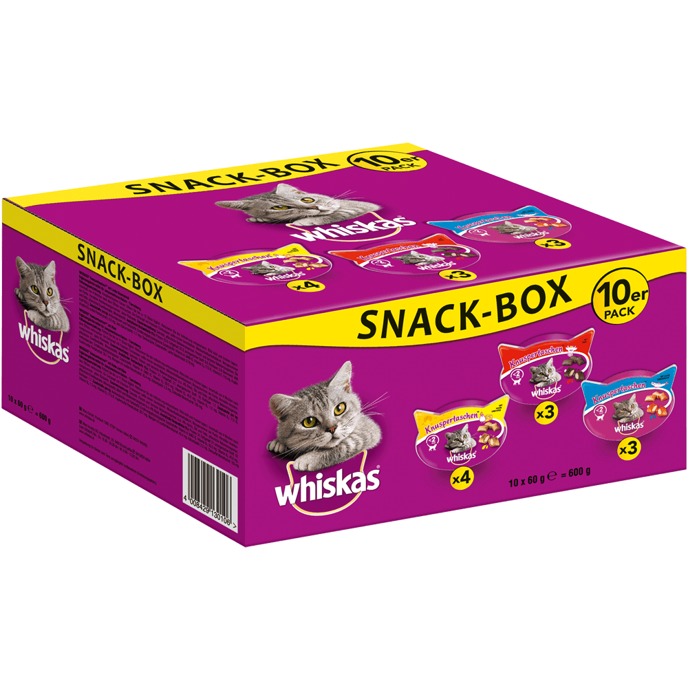 WHISKAS® KNUSPERTASCHEN™ Snack-Box 3 Varietäten 10 x 60g - 1
