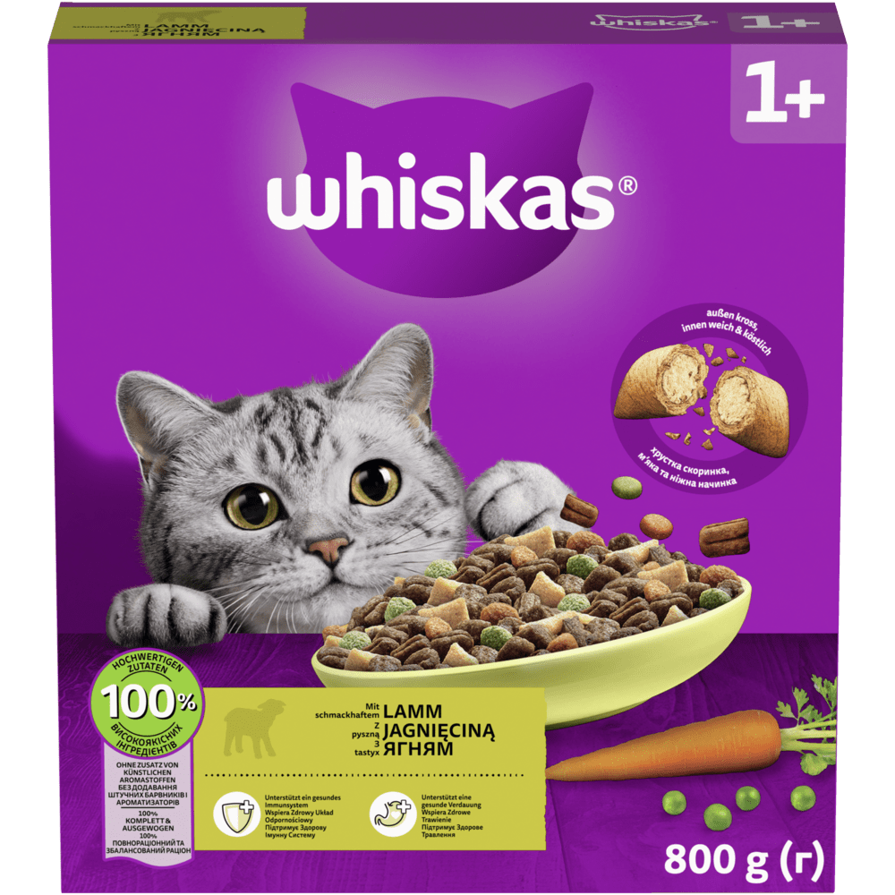 WHISKAS® 1+ Lamm, Trockenfutter, 800g - 1