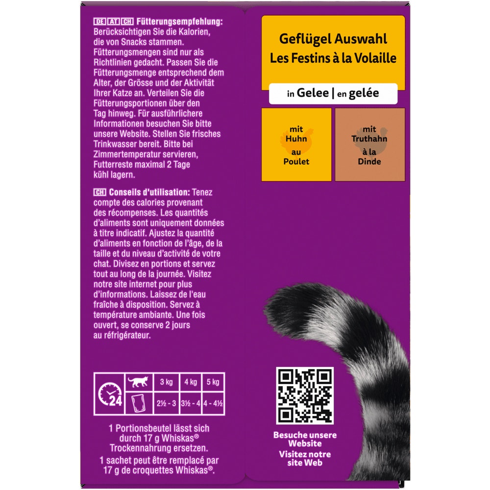 WHISKAS® 11+ Geflügel Auswahl in Gelee, Multipack 12 x 85g - 3