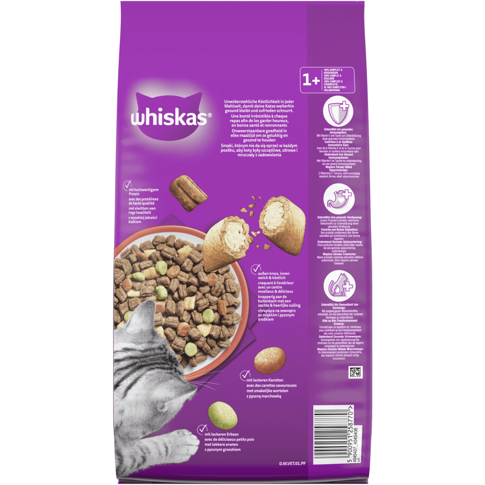 WHISKAS 1+ Rind, 800g & 3,8kg | Trockenfutter
