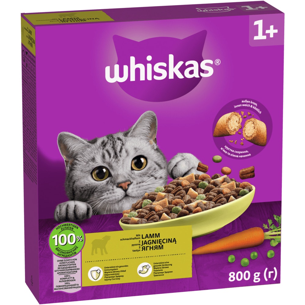 WHISKAS® 1+ Lamm, Trockenfutter, 800g - 1