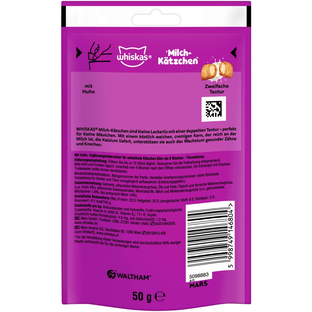 WHISKAS® Milch-Kätzchen Junior Huhn, 50g - 2