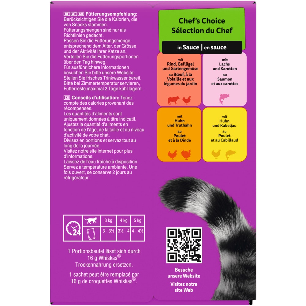 WHISKAS® Tasty Mix Chef's Choice in Sauce, Nassfutter, 12, 24, 40 & 60 x 85g - 3