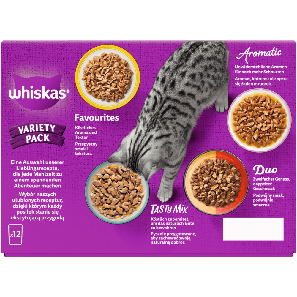 WHISKAS® Variety Pack Gemsichte Auswahl in Sauce/in Gelee, Nassfutter, 12 & 40 x 85g - 3