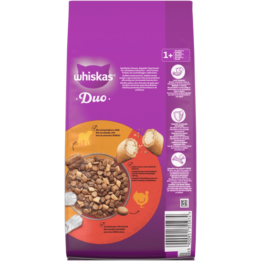 WHISKAS® Duo Classic Combos 1+ Lamm & Truthahn, Trockenfutter, 1,9 kg - 2