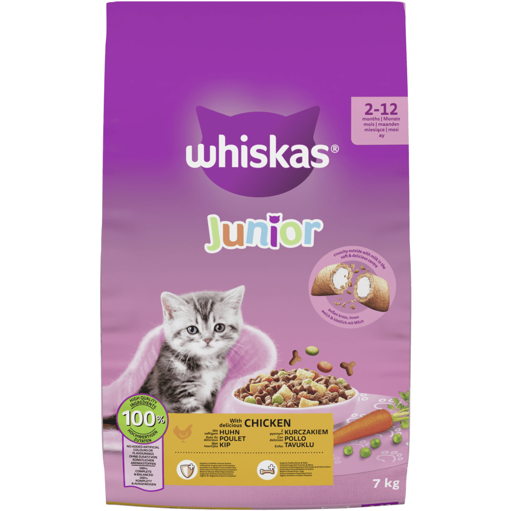 WHISKAS Junior Huhn, 800g, 1,9 & 7kg | Trockenfutter