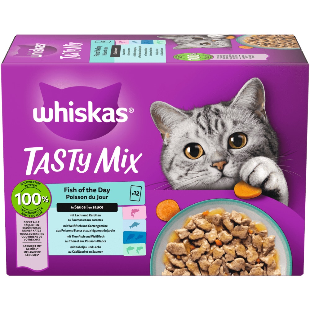 WHISKAS® Tasty Mix Fish of the Day in Sauce, Multipack 12 x 85g - 1