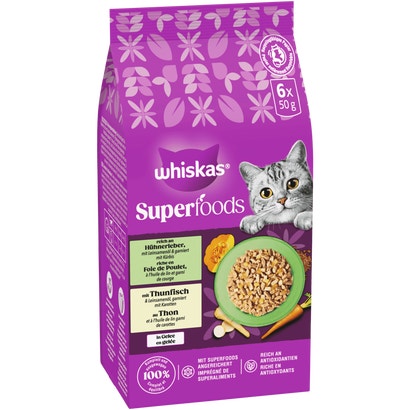 Superfoods 2 Varietäten Thunfisch & Karotten, Huhn & Leber in Gelee, Portionsbeutel